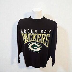 Vintage 80’s Artex Green Bay Packers Black Crewneck Sweatshirt Sz L Runs